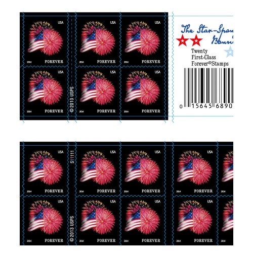 2014 The Star-Spangled Banner Forever Stamps — Booklet of 20, Scott 4870 MNH