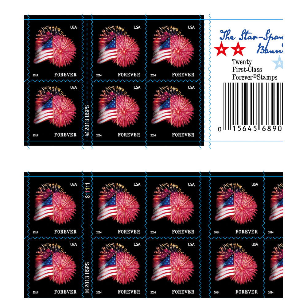 2014 The Star-Spangled Banner Forever Stamps — Booklet of 20, Scott 4870 MNH