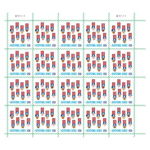 2017 Uncle Sam's Hat Additional Ounce Stamps — Sheet of 20, Scott 5174 MNH