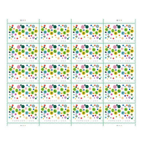 2020 Let's Celebrate Forever Stamps — Sheet of 20, Scott 5434 MNH