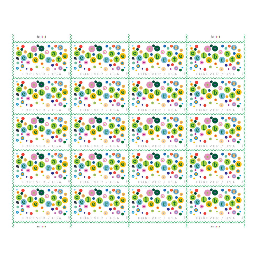 2020 Let’s Celebrate Forever Stamps — Sheet of 20, Scott 5434 MNH