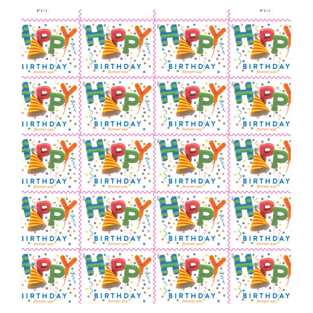 2021 Happy Birthday Forever Stamps — Sheet of 20, Scott 5635 MNH