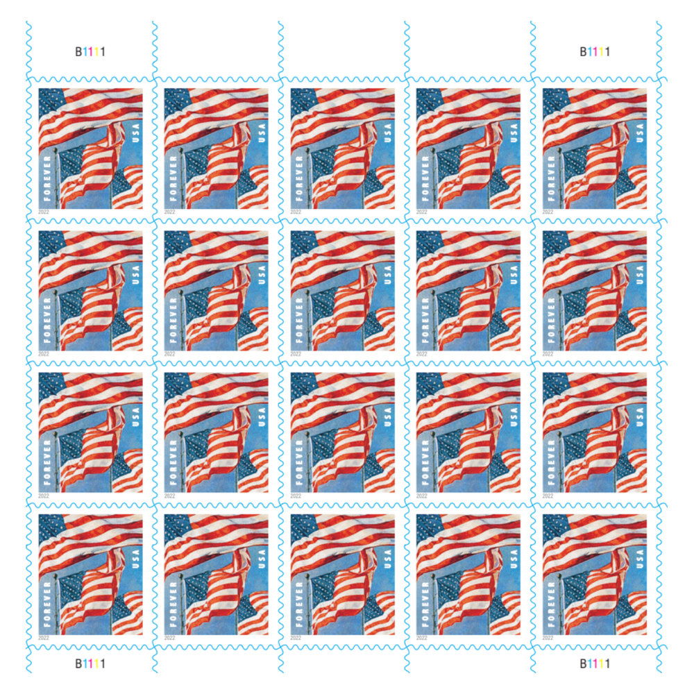 2022 U.S. Flag Forever Stamps — Sheet of 20, Scott 5654 MNH